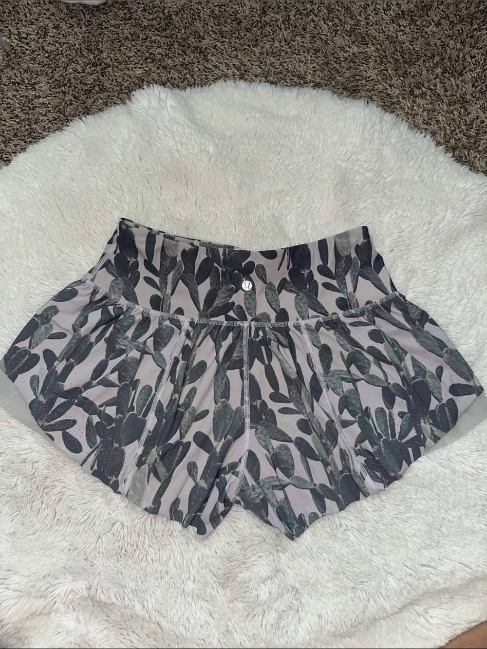 Lululemon Sea-Me Run Shorts in Mini Prickly Pear Multi / Minty Grey Cactus Print